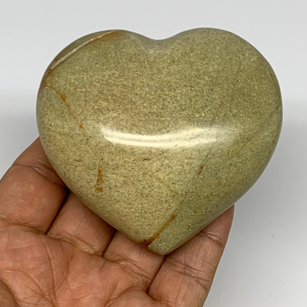 189.6g,2.8"x3"x1.3", Green Opal Heart Polished Gemstone @Madagascar, B17573