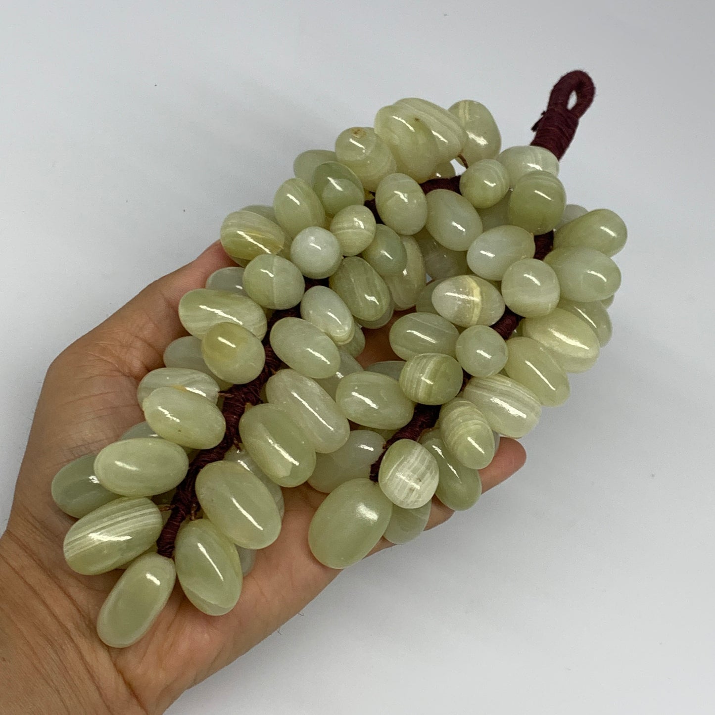 790g, 9"x4" Green Onyx Grape Bunch Stone Marble Decor @Pakistan,B25548