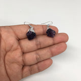 29 cts,1.4"Gorgeous Natural Rough Amethyst Silver Plated Earring @Brazil,BE275 - watangem.com