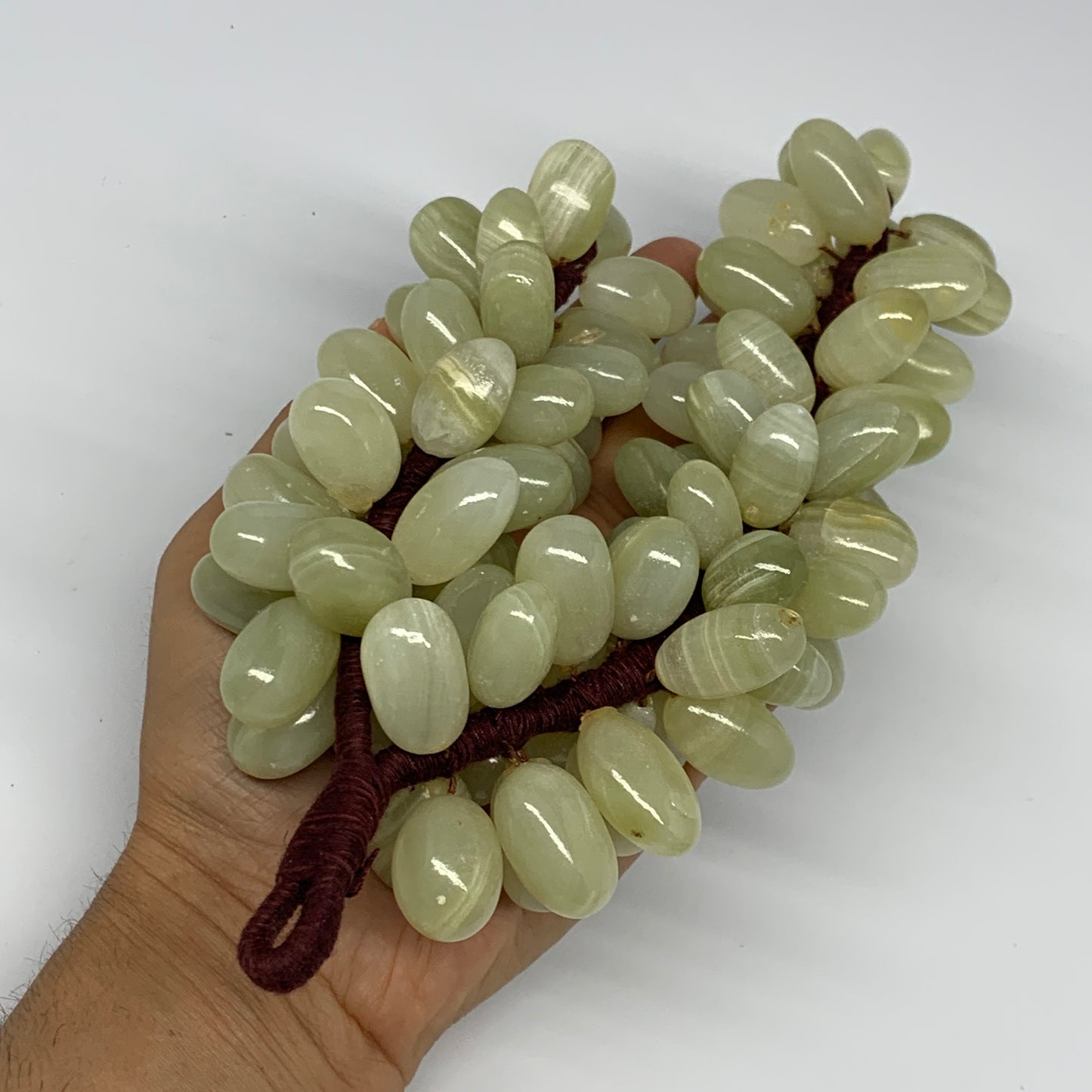 790g, 9"x4" Green Onyx Grape Bunch Stone Marble Decor @Pakistan,B25548