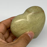 189.6g,2.8"x3"x1.3", Green Opal Heart Polished Gemstone @Madagascar, B17573