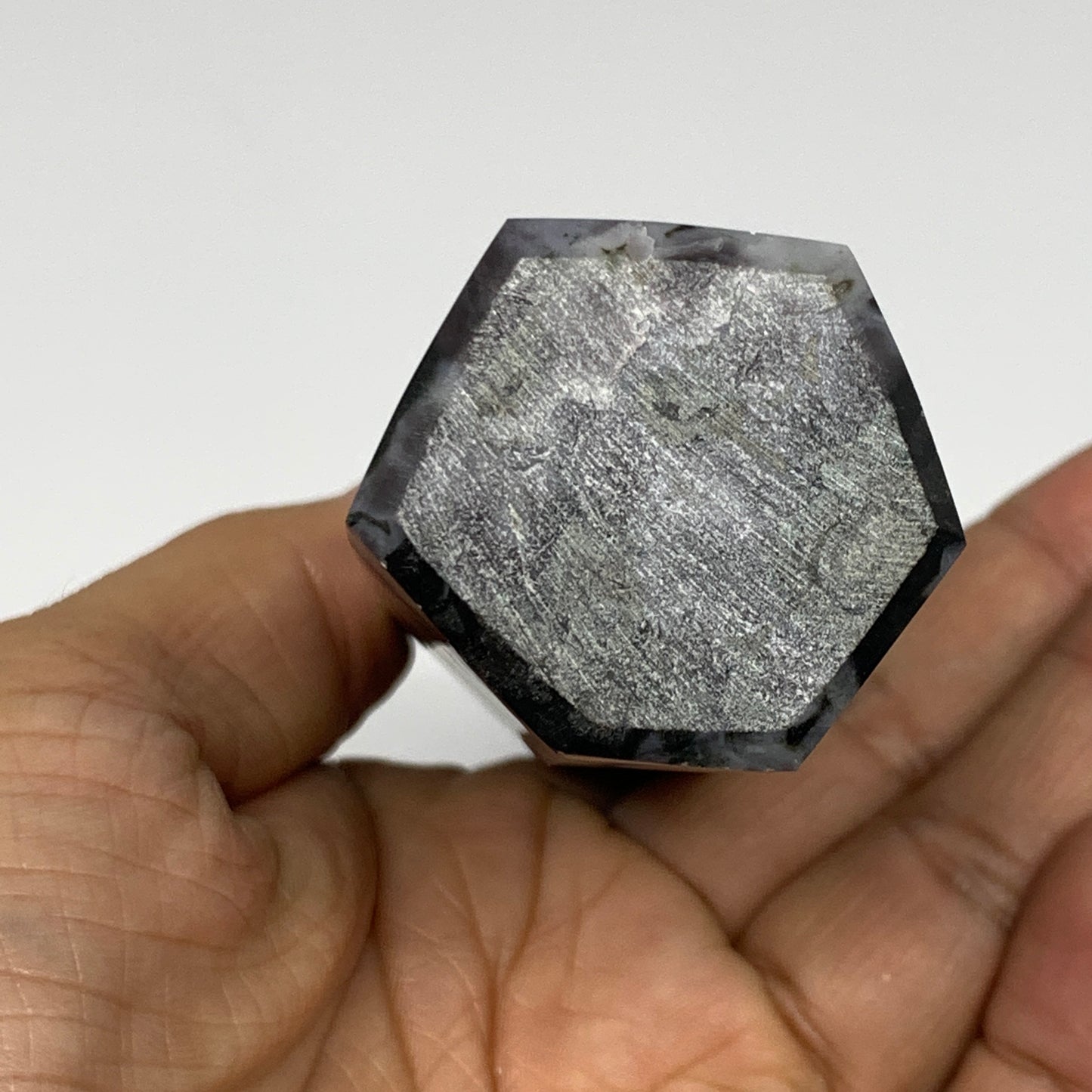 397.8g, 7.3" x 1.5" x 1.4" Indigo Gabro Merlinite Point Tower @Madagascar,B18310