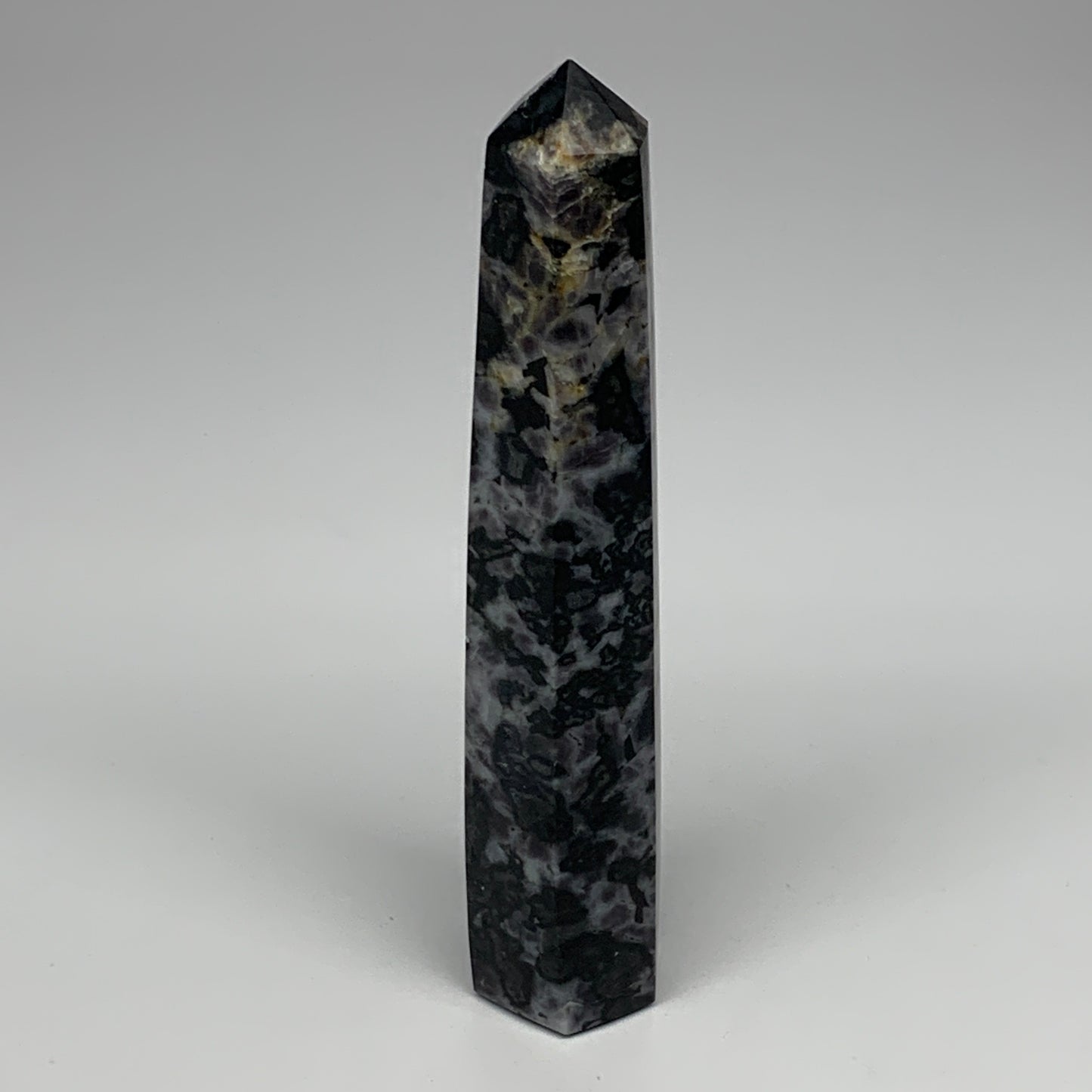 397.8g, 7.3" x 1.5" x 1.4" Indigo Gabro Merlinite Point Tower @Madagascar,B18310