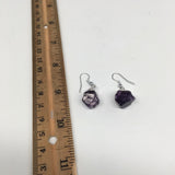 29 cts,1.4"Gorgeous Natural Rough Amethyst Silver Plated Earring @Brazil,BE275 - watangem.com