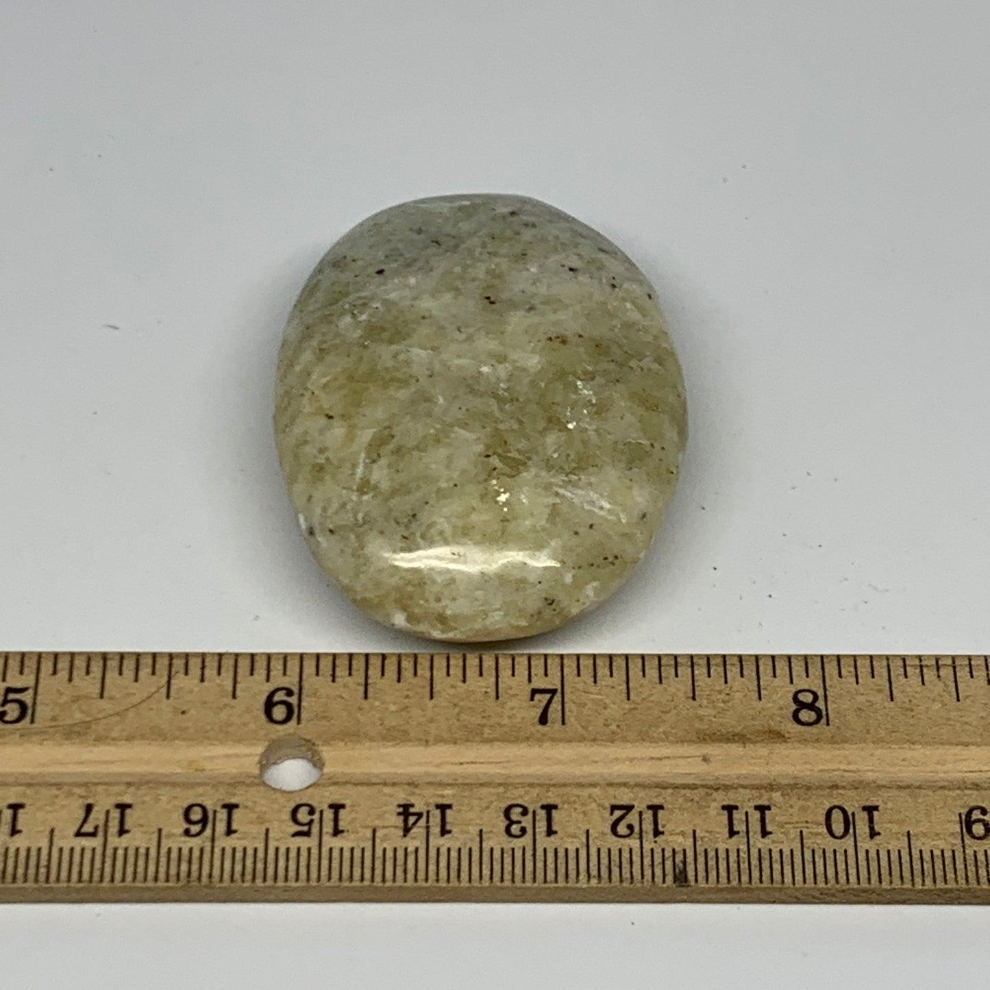 70.8g, 2.2"x1.7"x0.8", Natural Yellow Calcite Palm-Stone Crystal Polished Reiki,