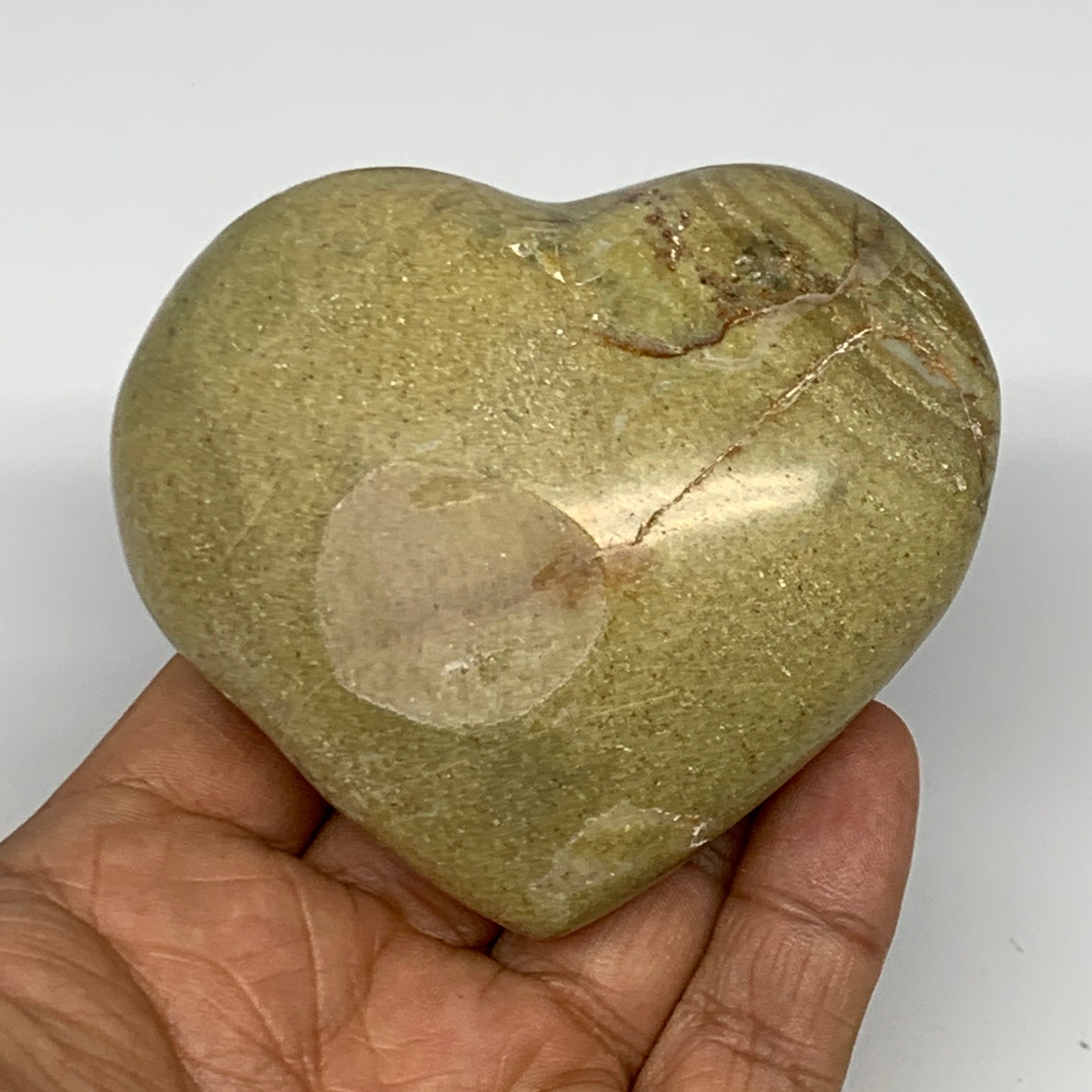 205.1g,2.7"x3.1"x1.5", Green Opal Heart Polished Gemstone @Madagascar, B17574