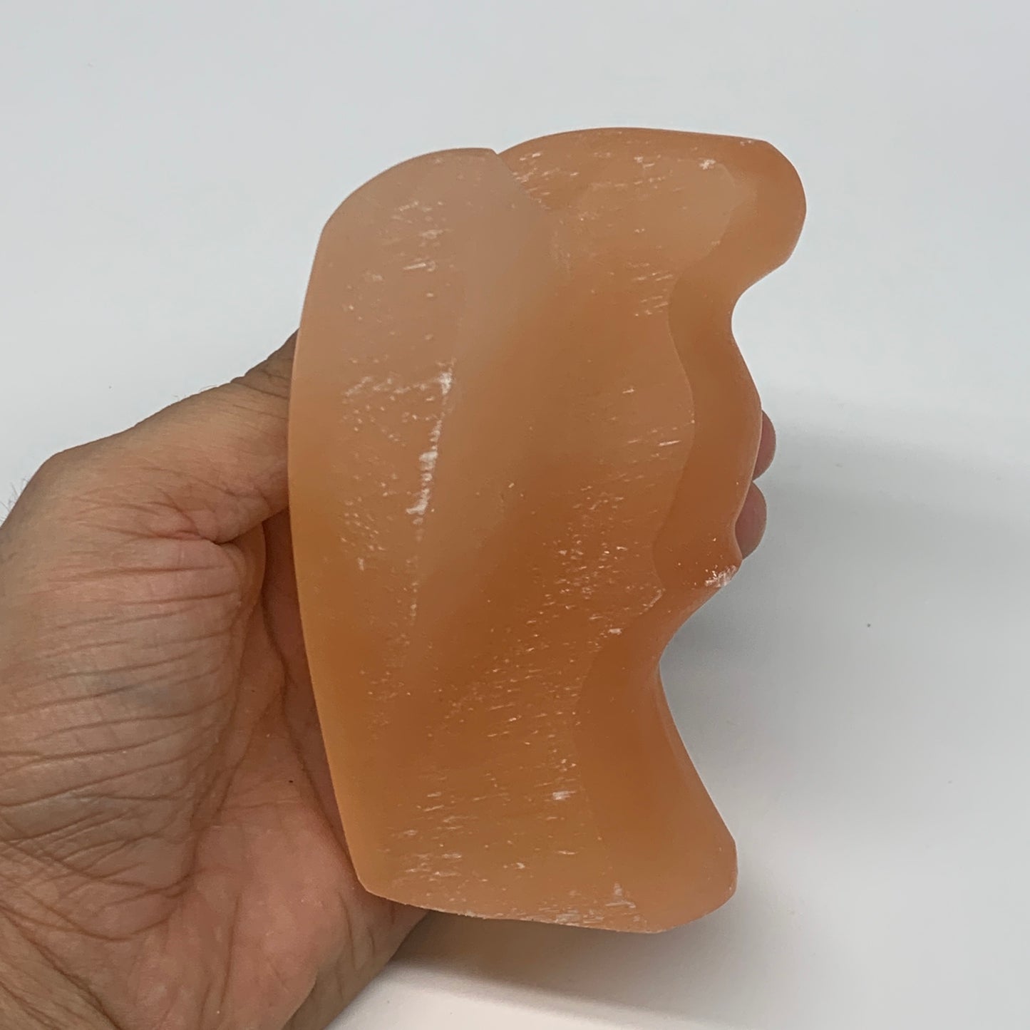 520g, 4.3"x3.2"x2.2"" Orange Selenite (Satin Spar) Angel Crystal @Morocco,B9400