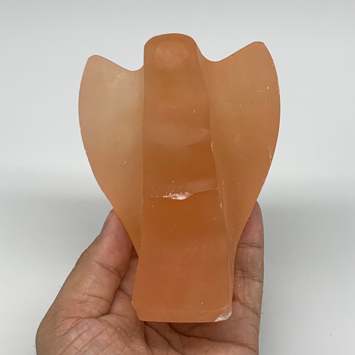 520g, 4.3"x3.2"x2.2"" Orange Selenite (Satin Spar) Angel Crystal @Morocco,B9400