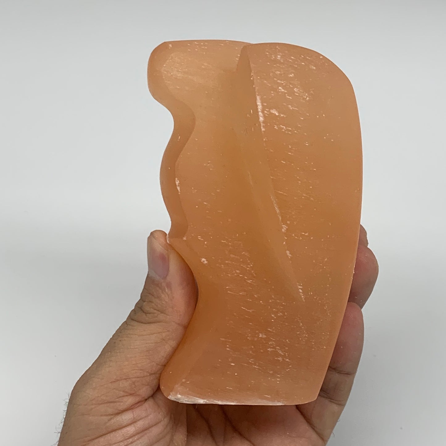 520g, 4.3"x3.2"x2.2"" Orange Selenite (Satin Spar) Angel Crystal @Morocco,B9400