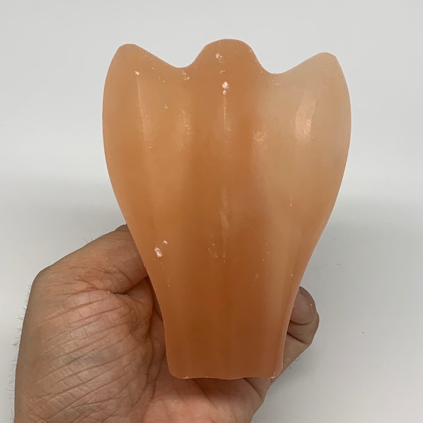 520g, 4.3"x3.2"x2.2"" Orange Selenite (Satin Spar) Angel Crystal @Morocco,B9400