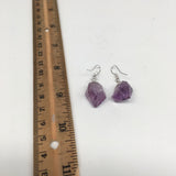 36.5 cts,1.4"Gorgeous Natural Rough Amethyst Silver Plated Earring @Brazil,BE276
