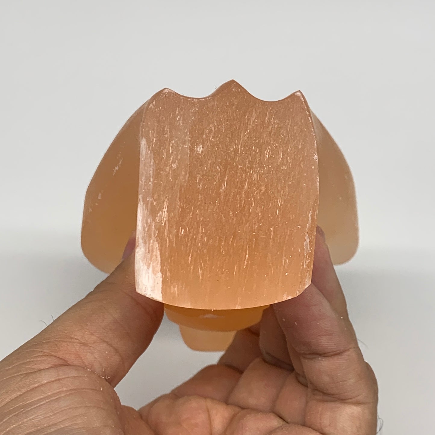 520g, 4.3"x3.2"x2.2"" Orange Selenite (Satin Spar) Angel Crystal @Morocco,B9400