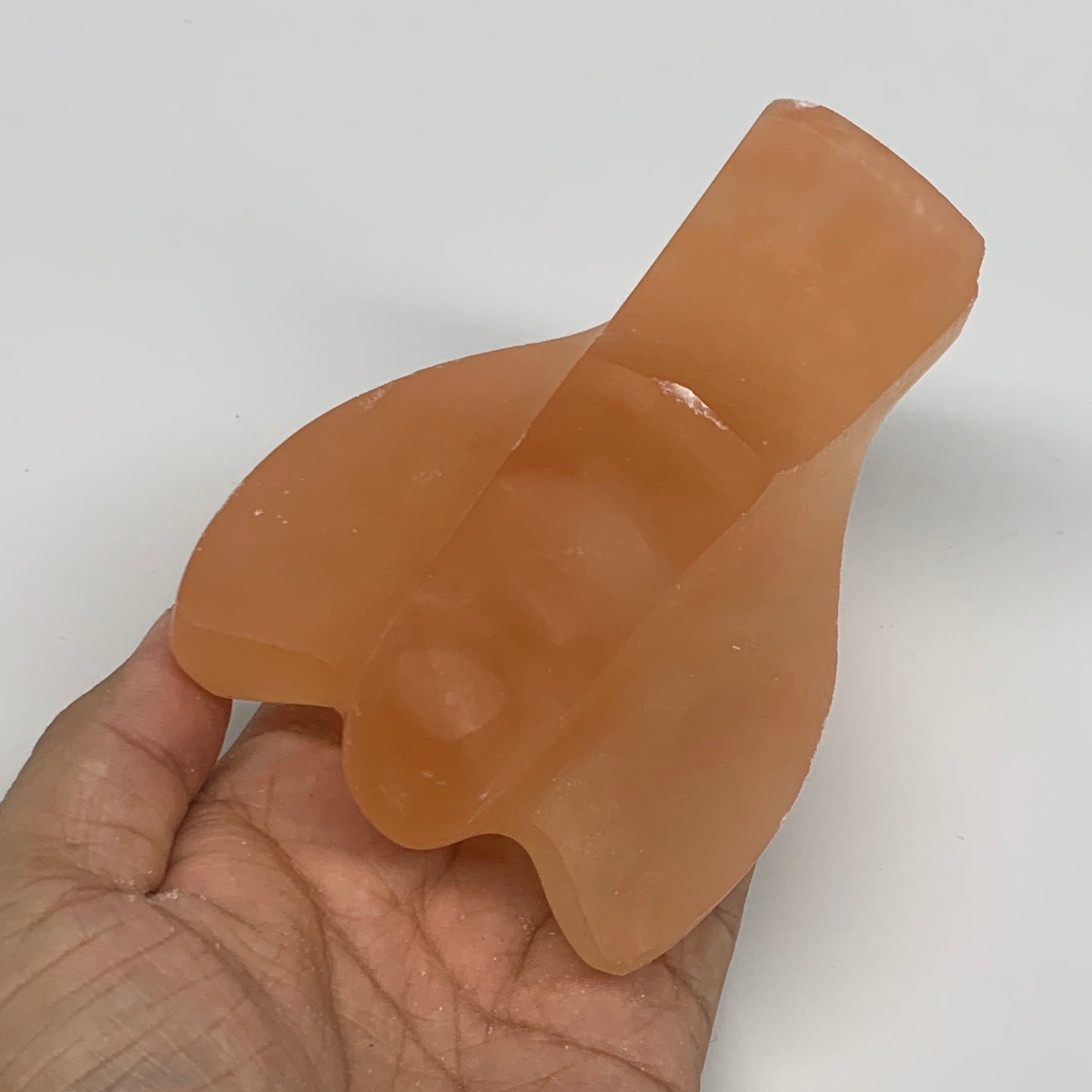 520g, 4.3"x3.2"x2.2"" Orange Selenite (Satin Spar) Angel Crystal @Morocco,B9400