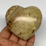 202g,2.7"x3"x1.4", Green Opal Heart Polished Gemstone @Madagascar, B17575