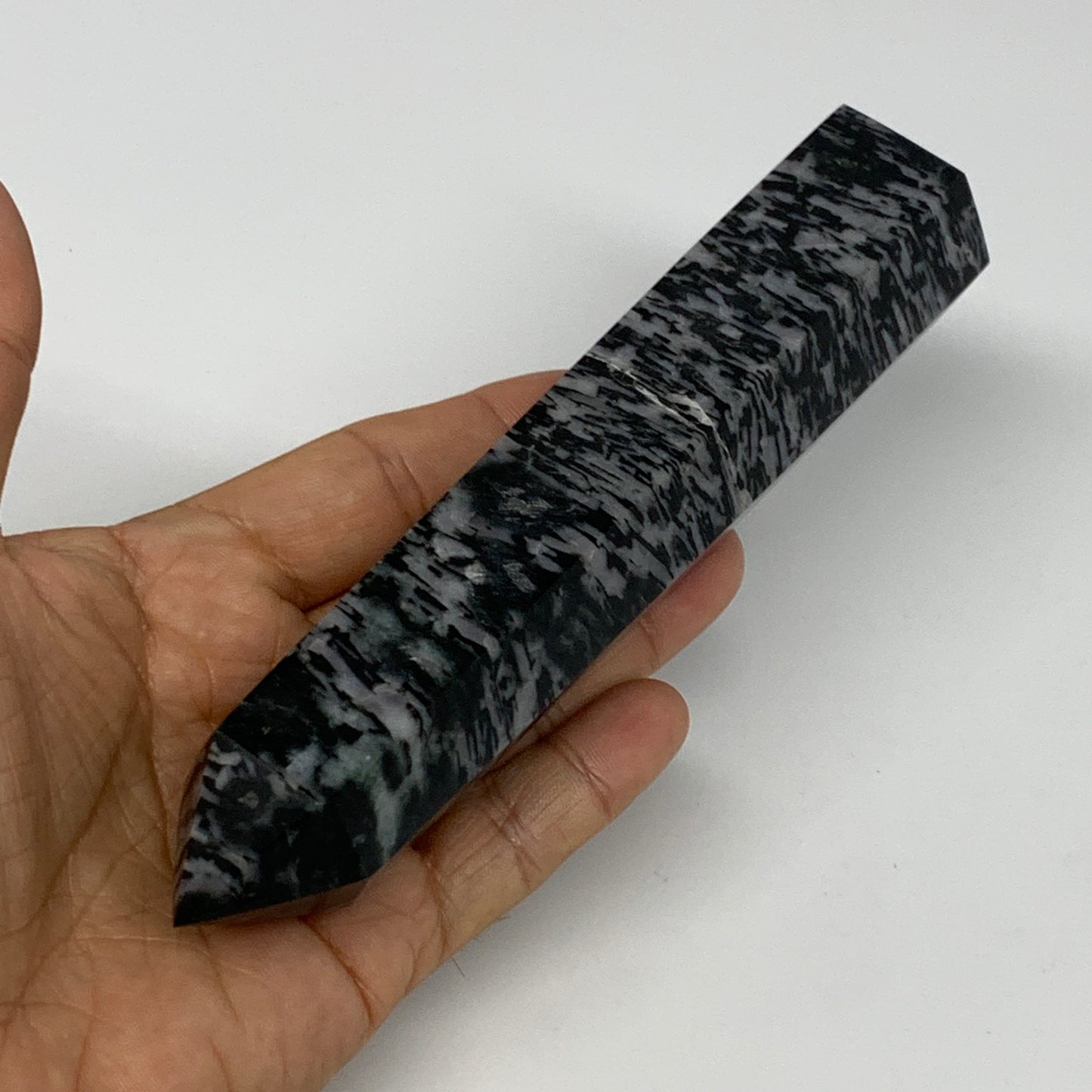 326.8g, 6.4" x 1.5" x 1.3" Indigo Gabro Merlinite Point Tower @Madagascar,B18312