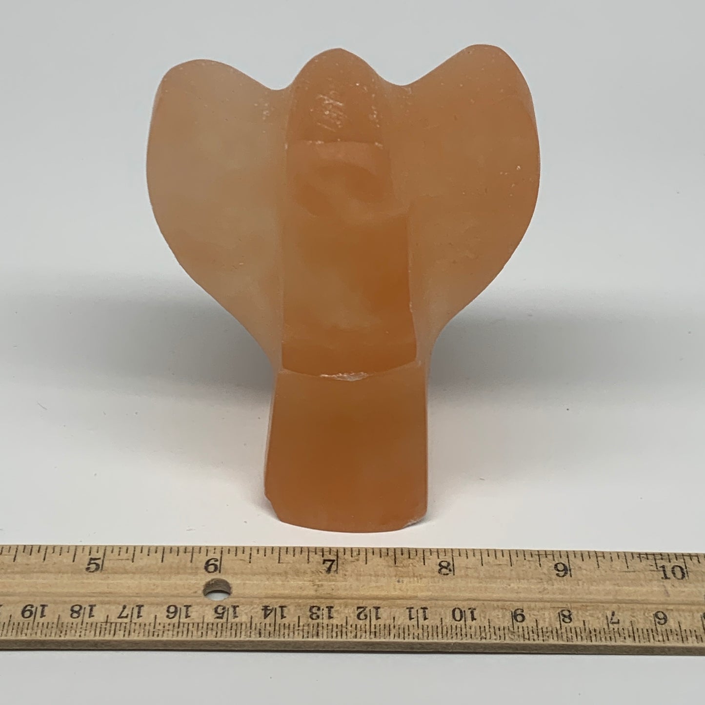 520g, 4.3"x3.2"x2.2"" Orange Selenite (Satin Spar) Angel Crystal @Morocco,B9400