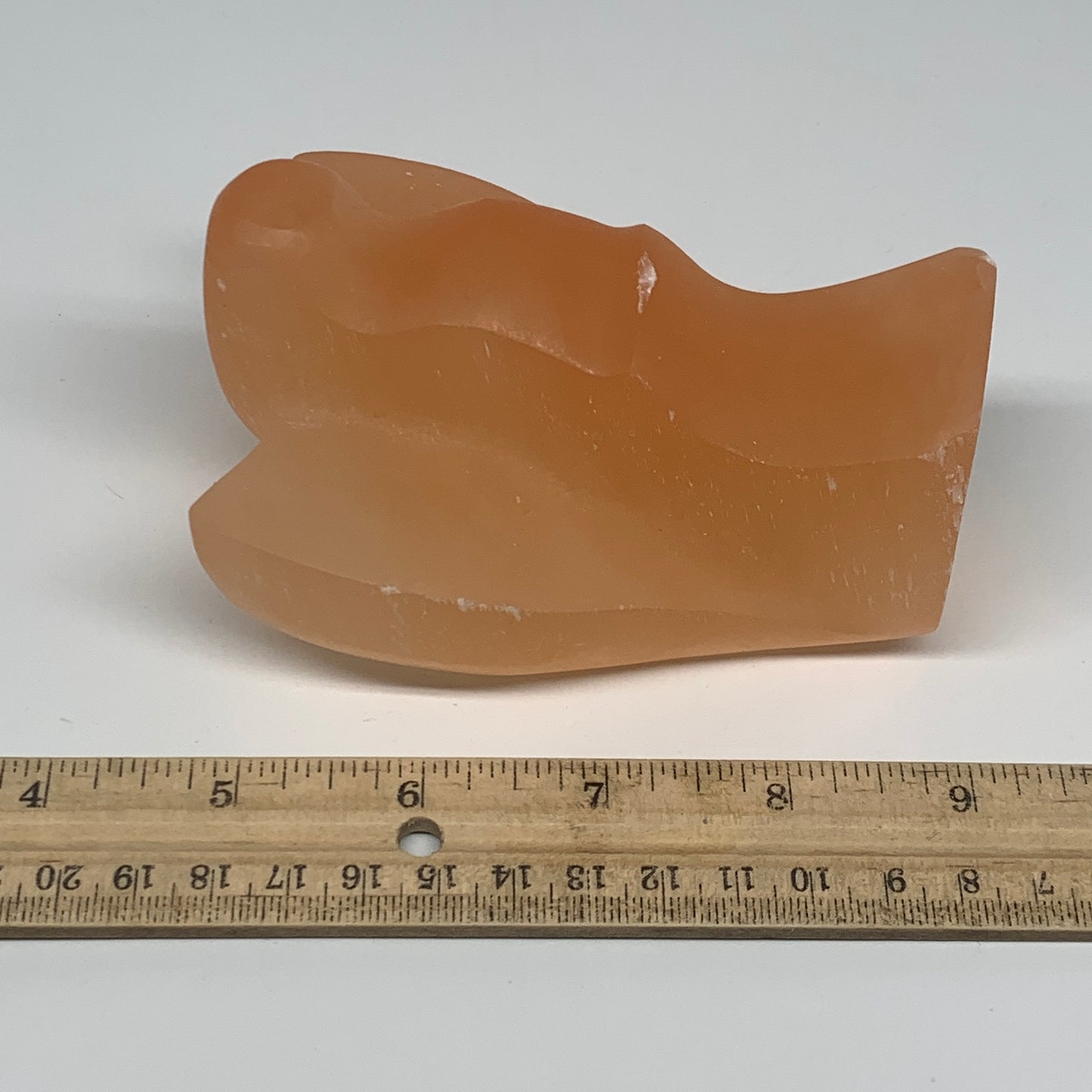 520g, 4.3"x3.2"x2.2"" Orange Selenite (Satin Spar) Angel Crystal @Morocco,B9400