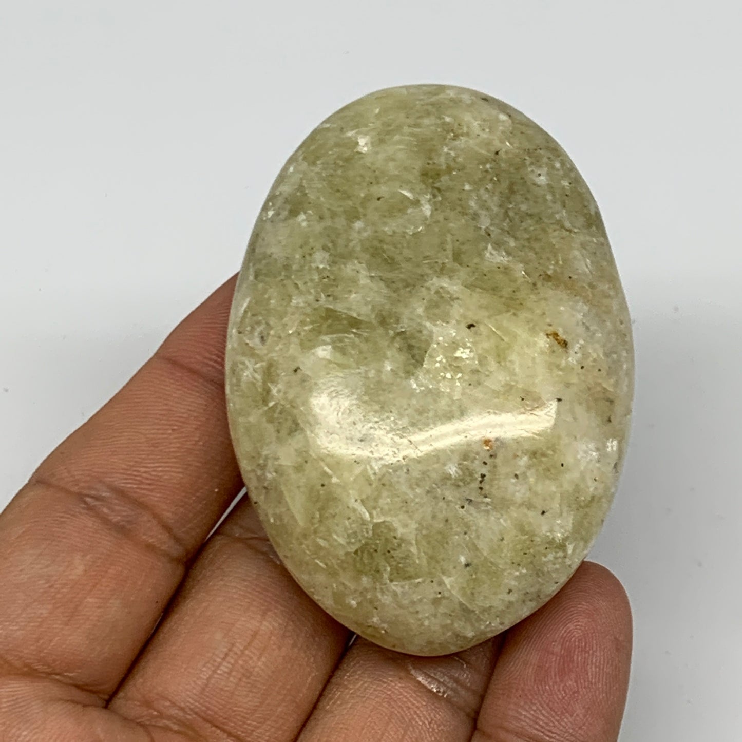 94.1g, 2.5"x1.7"x0.9", Natural Yellow Calcite Palm-Stone Crystal Polished Reiki,