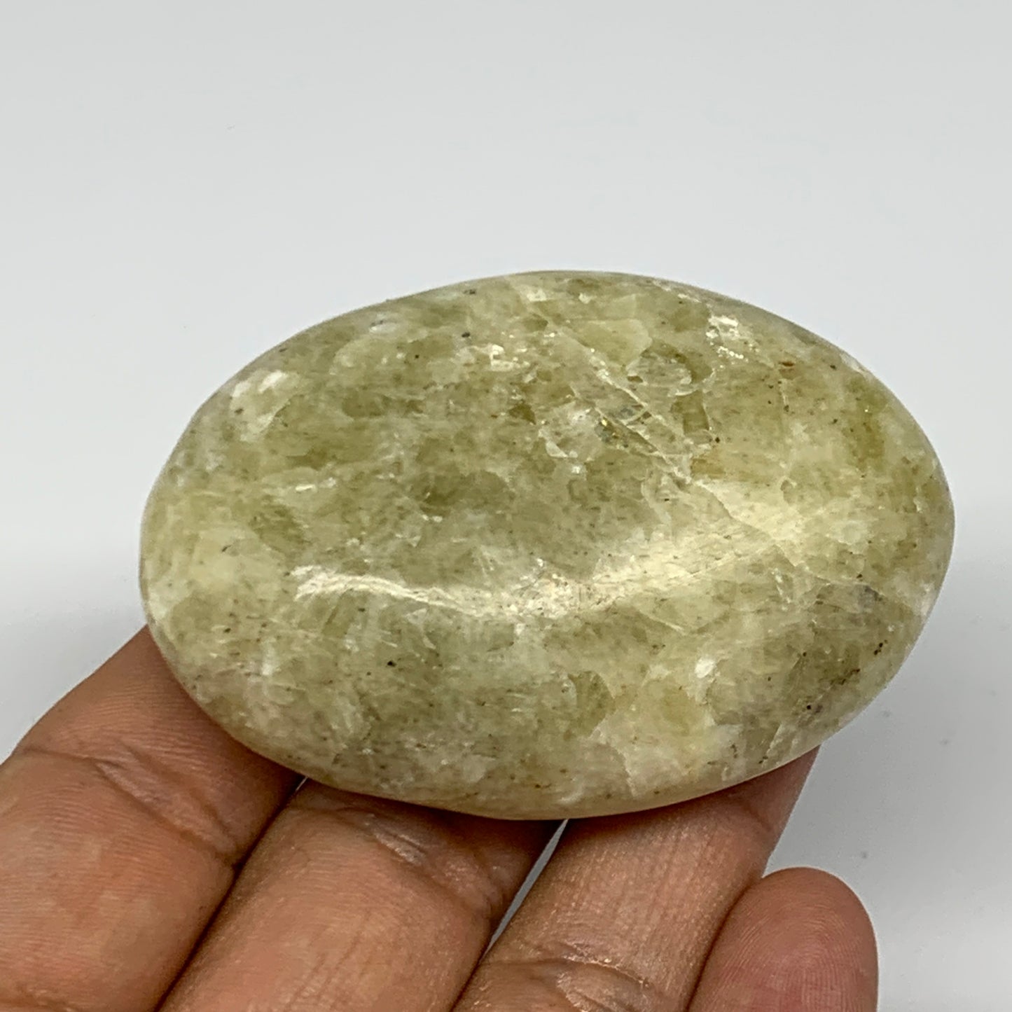 94.1g, 2.5"x1.7"x0.9", Natural Yellow Calcite Palm-Stone Crystal Polished Reiki,