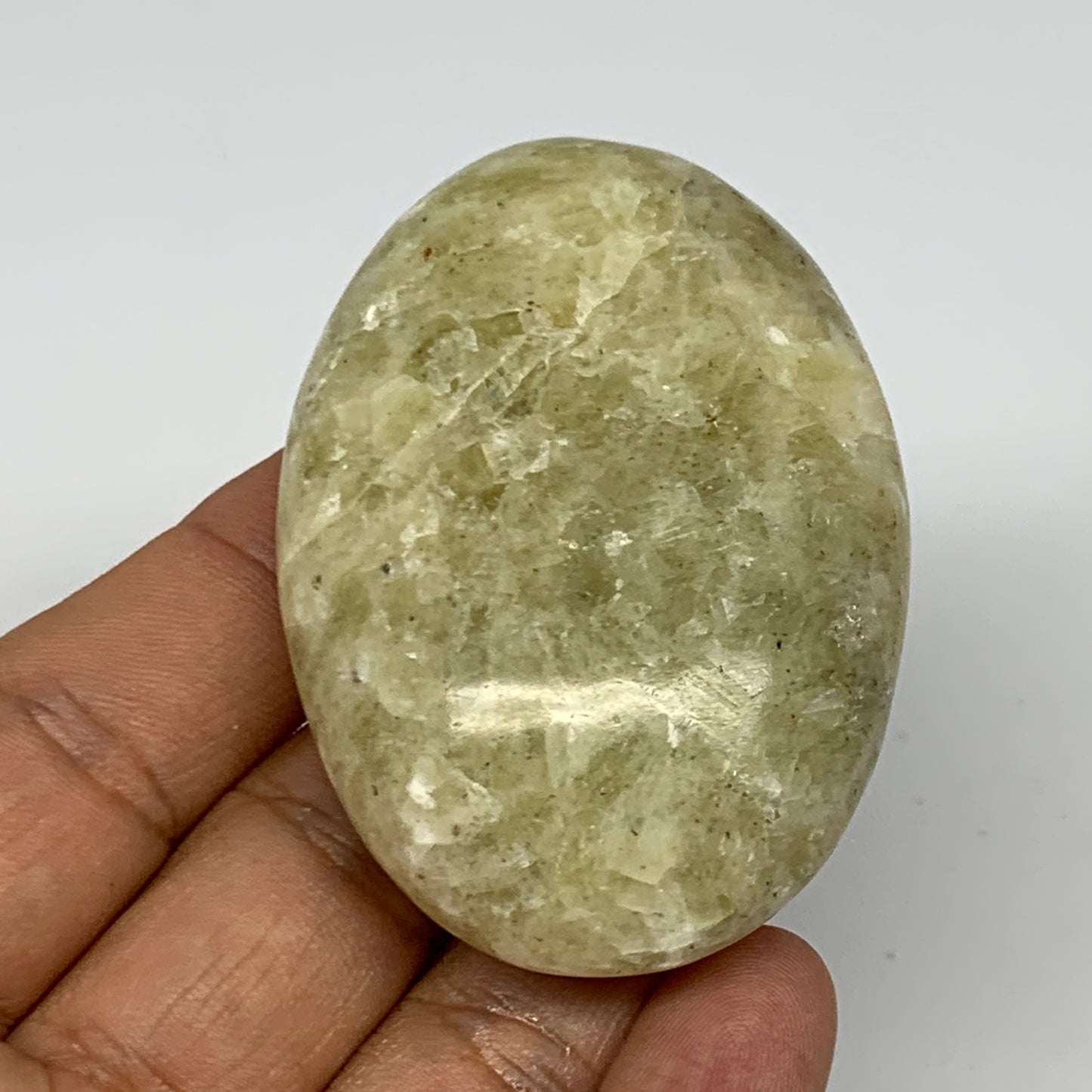 94.1g, 2.5"x1.7"x0.9", Natural Yellow Calcite Palm-Stone Crystal Polished Reiki,