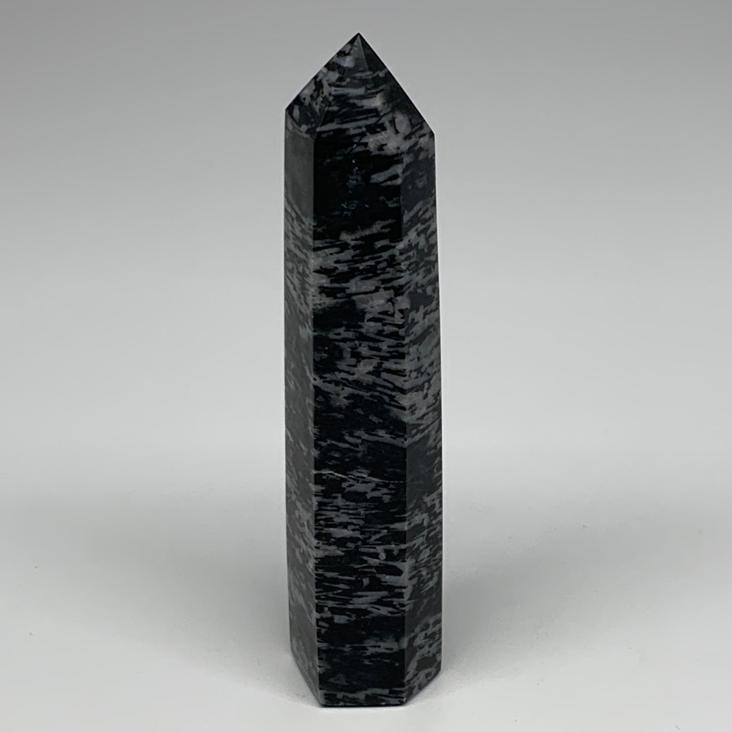 326.8g, 6.4" x 1.5" x 1.3" Indigo Gabro Merlinite Point Tower @Madagascar,B18312