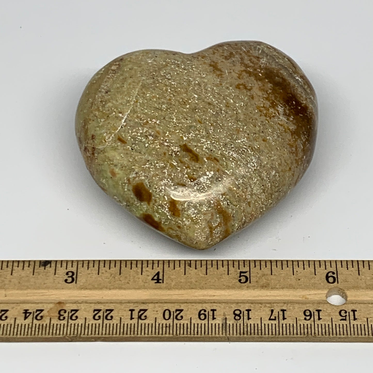 202g,2.7"x3"x1.4", Green Opal Heart Polished Gemstone @Madagascar, B17575