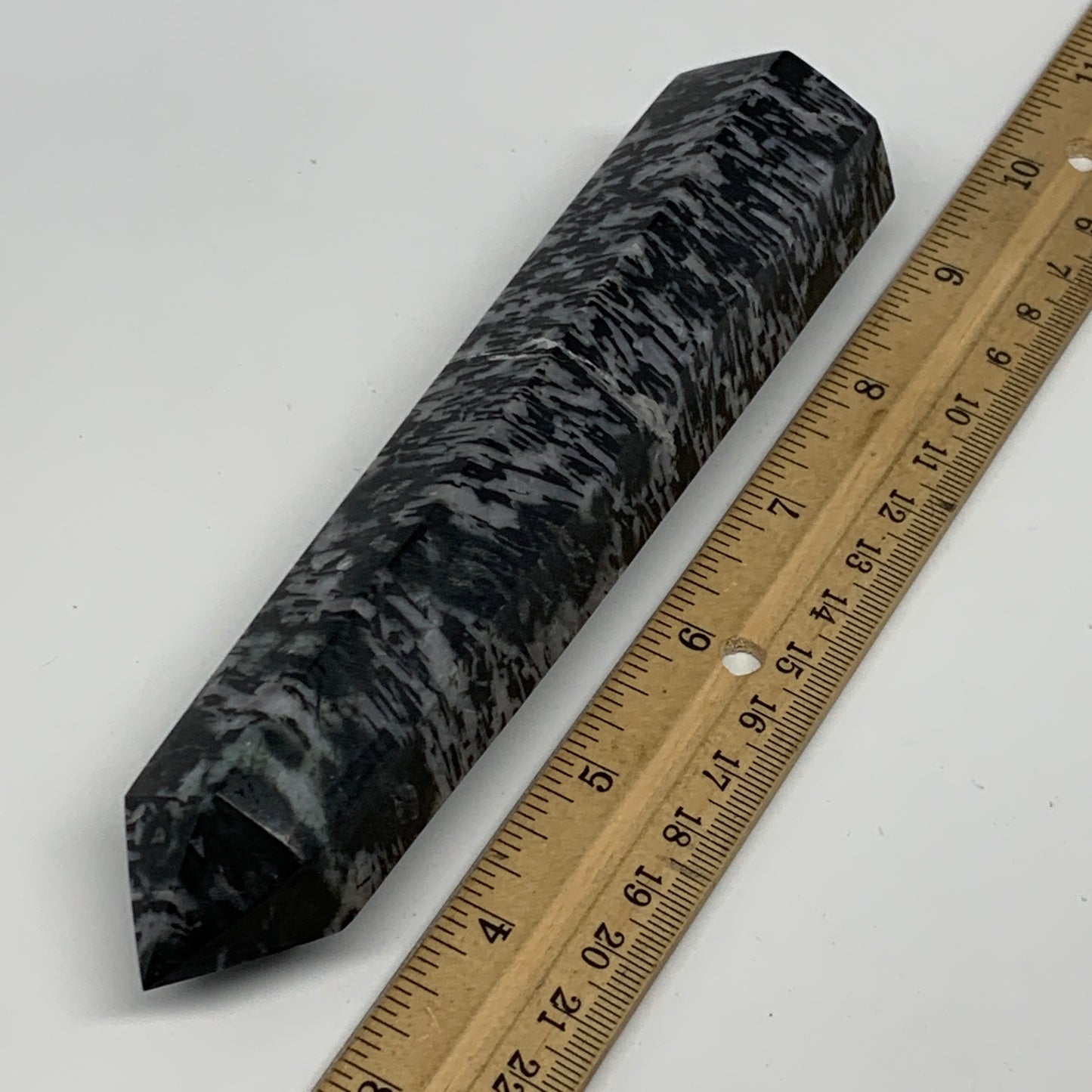 326.8g, 6.4" x 1.5" x 1.3" Indigo Gabro Merlinite Point Tower @Madagascar,B18312