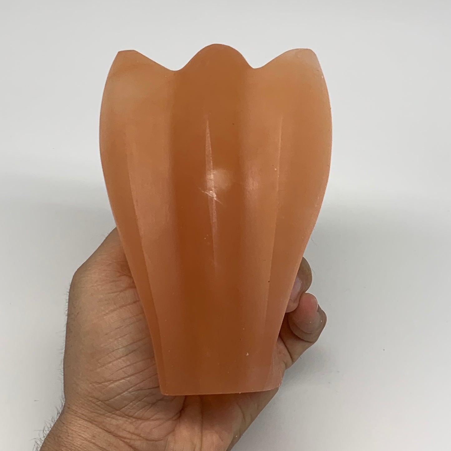 766g, 5"x3.4"x2.5"" Orange Selenite (Satin Spar) Angel Crystal @Morocco,B9401