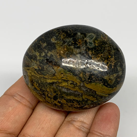 112g, 2.2"x1.9"x1.2" Ocean Jasper Palm-Stone Orbicular Jasper Reiki Energy,B1519