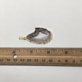 38.5 Cts Agate Druzy Slice Geode Gold Plated Pendant Handmade from Brazil,Bp846 - watangem.com