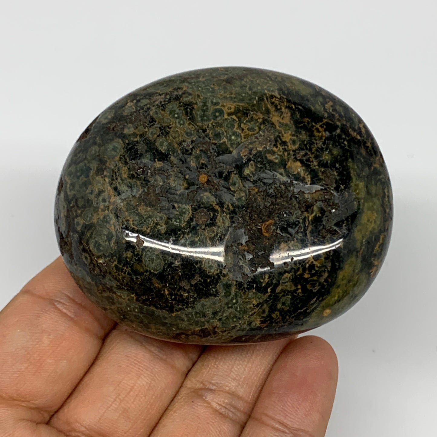 157.5g, 2.6"x2.1"x1.3" Ocean Jasper Palm-Stone Orbicular Jasper Reiki Energy,B15