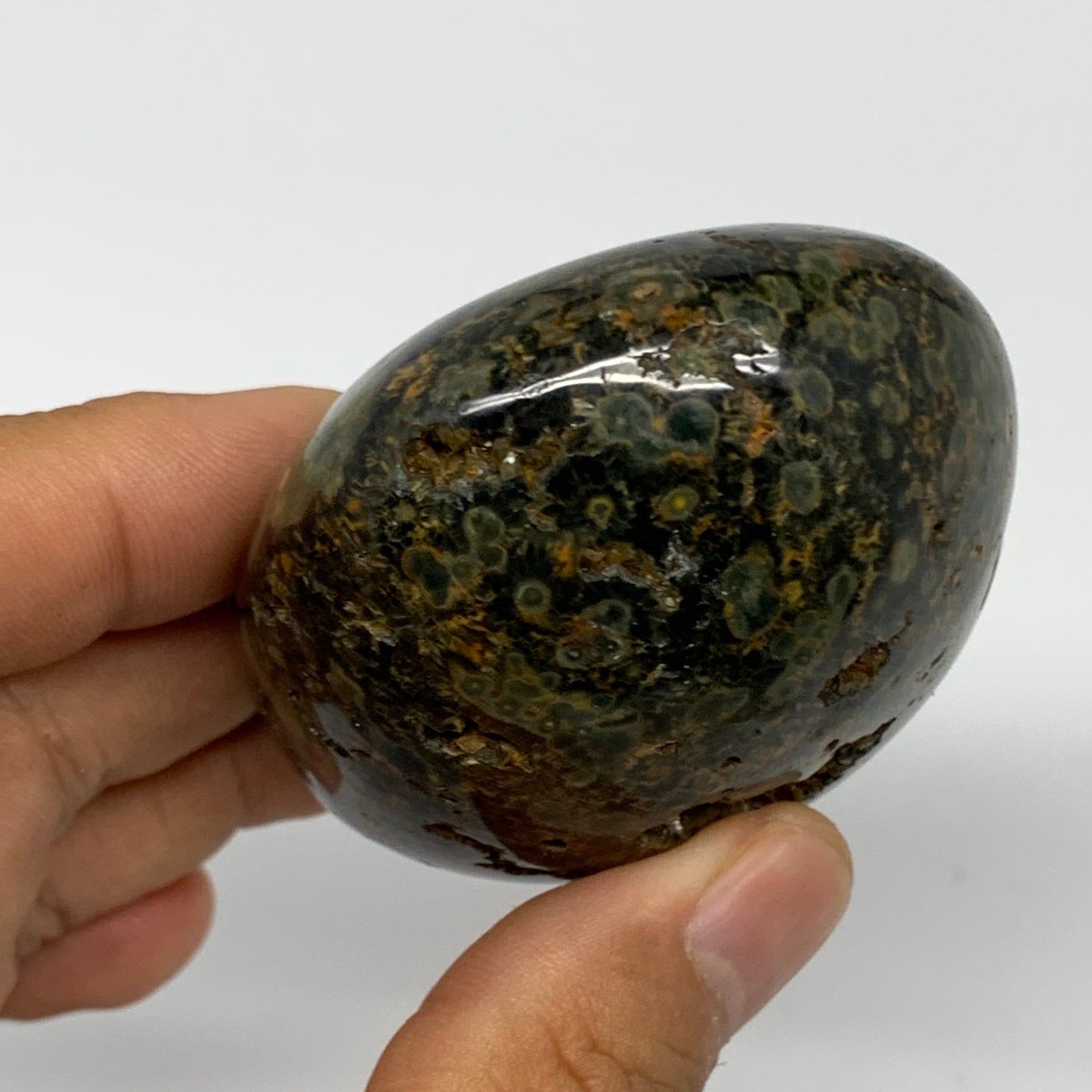 157.5g, 2.6"x2.1"x1.3" Ocean Jasper Palm-Stone Orbicular Jasper Reiki Energy,B15