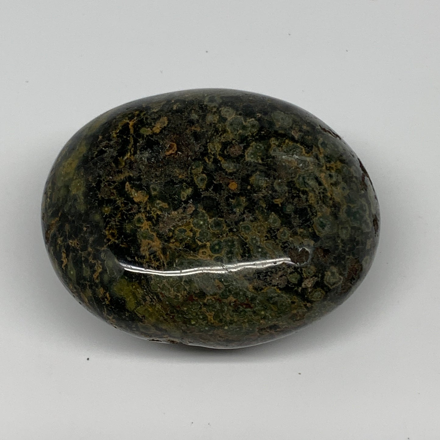 157.5g, 2.6"x2.1"x1.3" Ocean Jasper Palm-Stone Orbicular Jasper Reiki Energy,B15