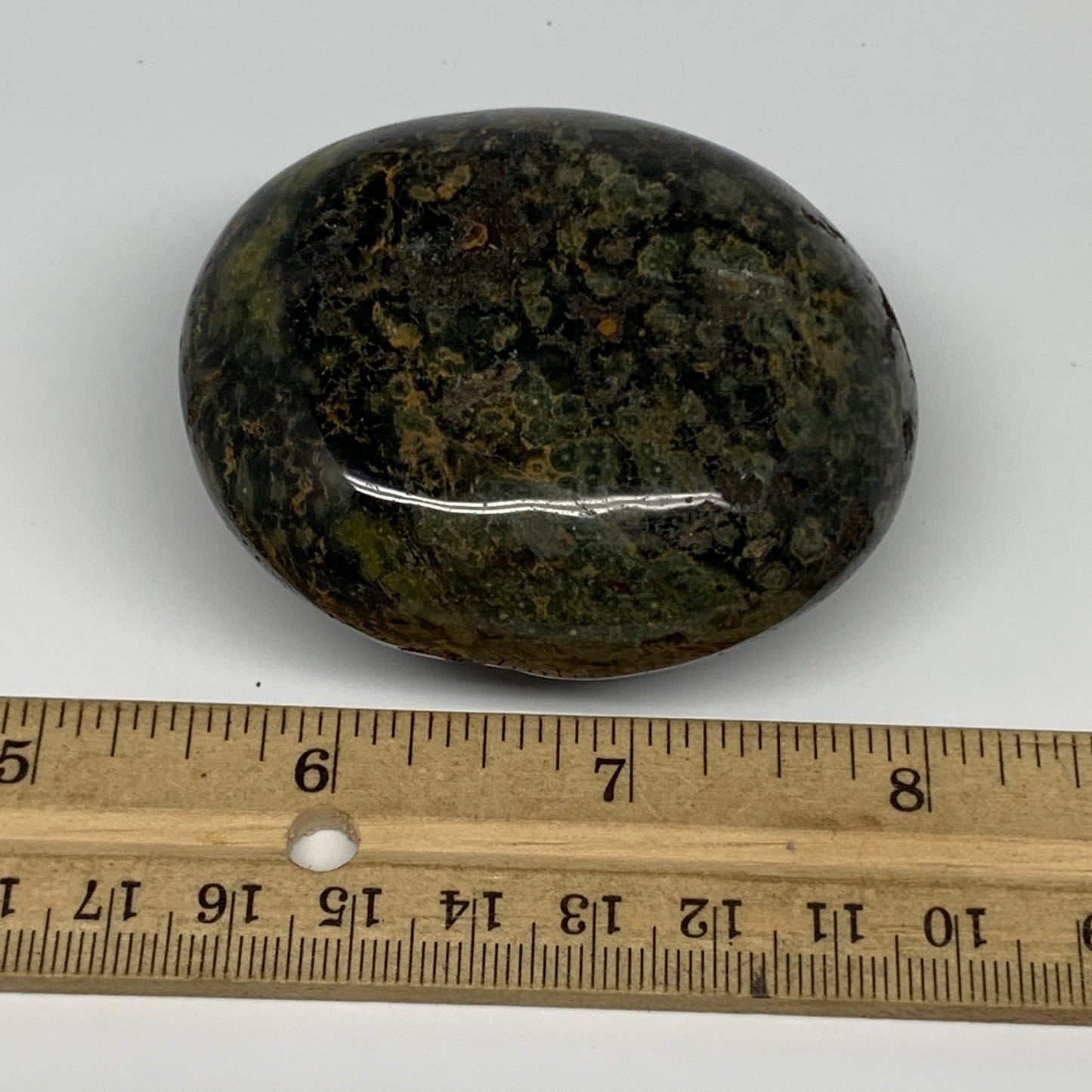 157.5g, 2.6"x2.1"x1.3" Ocean Jasper Palm-Stone Orbicular Jasper Reiki Energy,B15