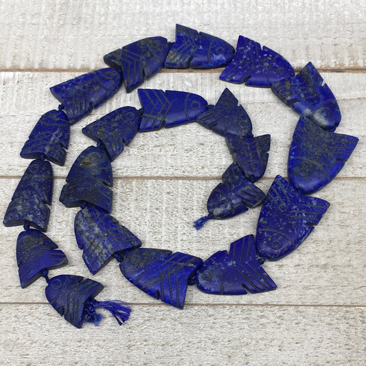 120.9g,19mm-33mm, Natural Lapis Lazuli Fish Shape Beads Strand,20" Beads,LPB317