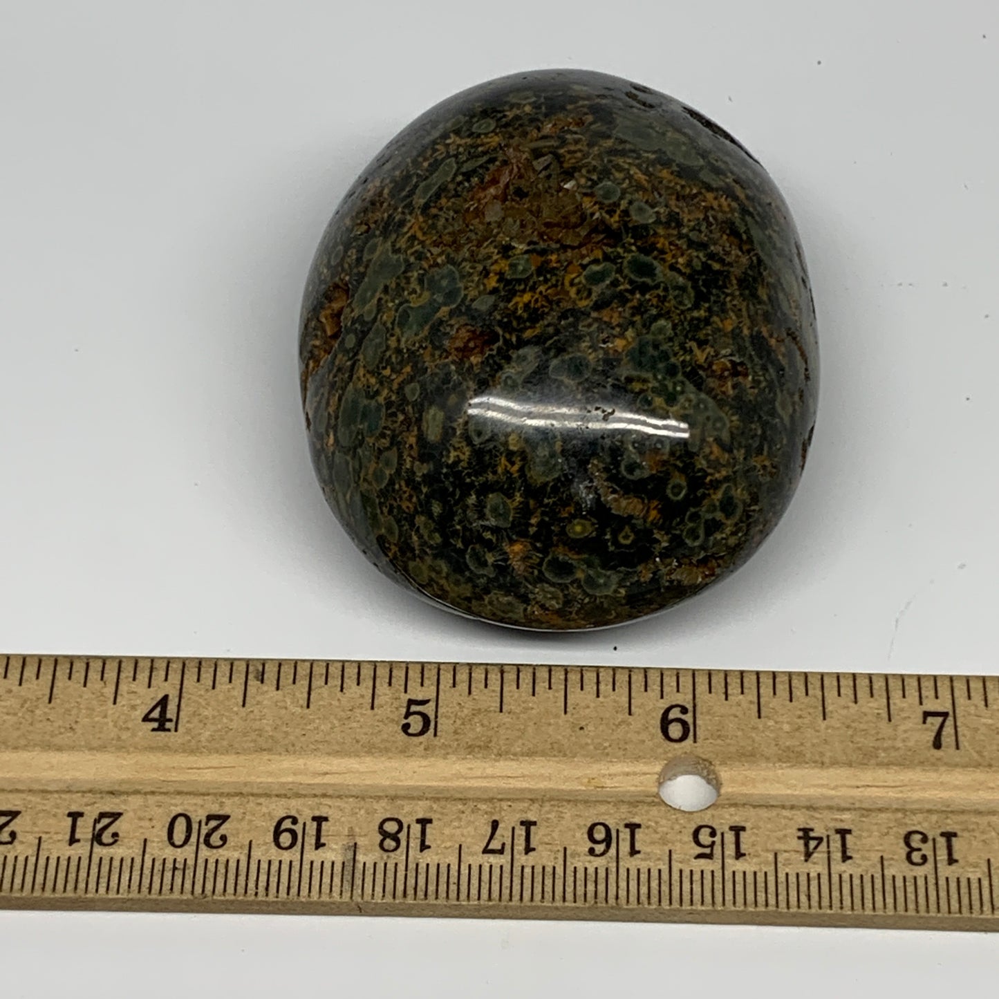 157.5g, 2.6"x2.1"x1.3" Ocean Jasper Palm-Stone Orbicular Jasper Reiki Energy,B15