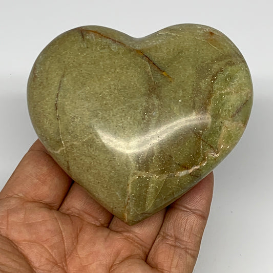 210.8g,2.9"x3.2"x1.3", Green Opal Heart Polished Gemstone @Madagascar, B17578