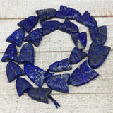 116.3g,18mm-31mm, Natural Lapis Lazuli Fish Beads Strand, 21 Beads,22" LPB318