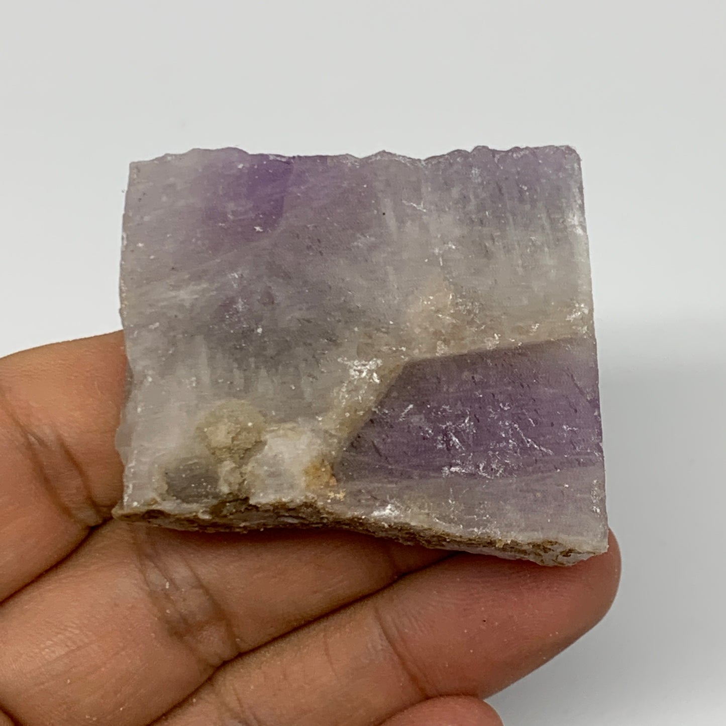 51.1g, 1.8"x1.6"x0.5", One face polished Banned Amethyst, One face semi polished