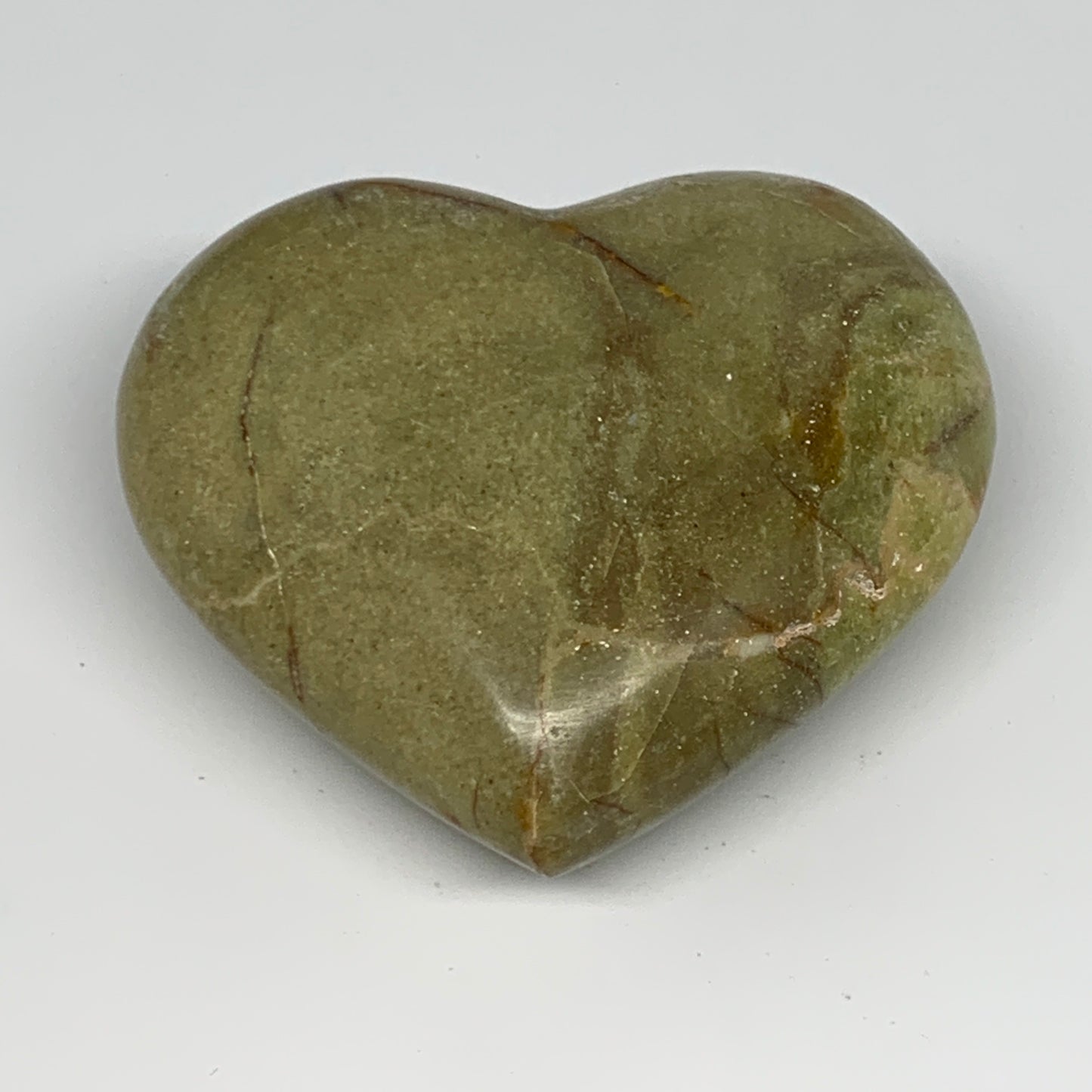 210.8g,2.9"x3.2"x1.3", Green Opal Heart Polished Gemstone @Madagascar, B17578
