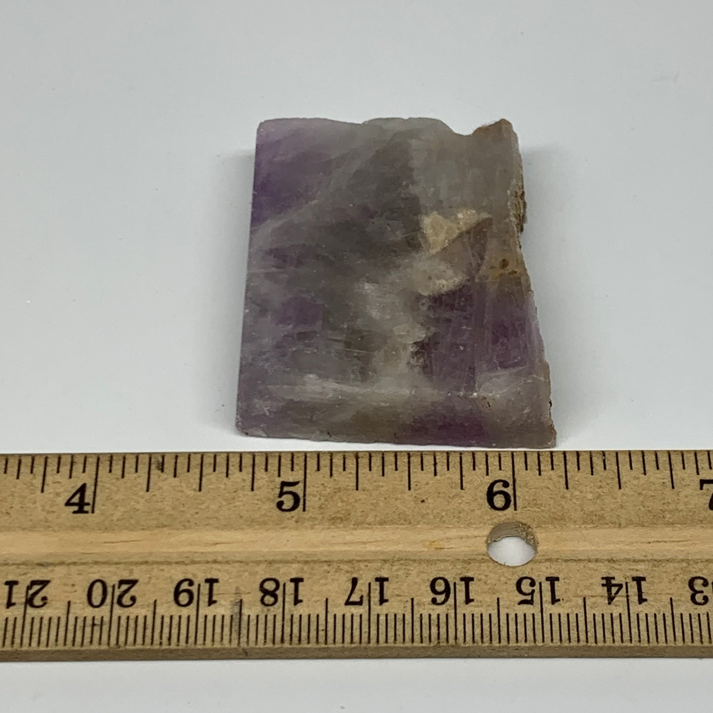 51.1g, 1.8"x1.6"x0.5", One face polished Banned Amethyst, One face semi polished