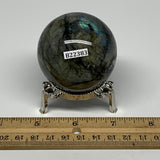 216.6g, 2.1"(53mm), Labradorite Sphere Gemstone,Crystal @Madagascar, B22383