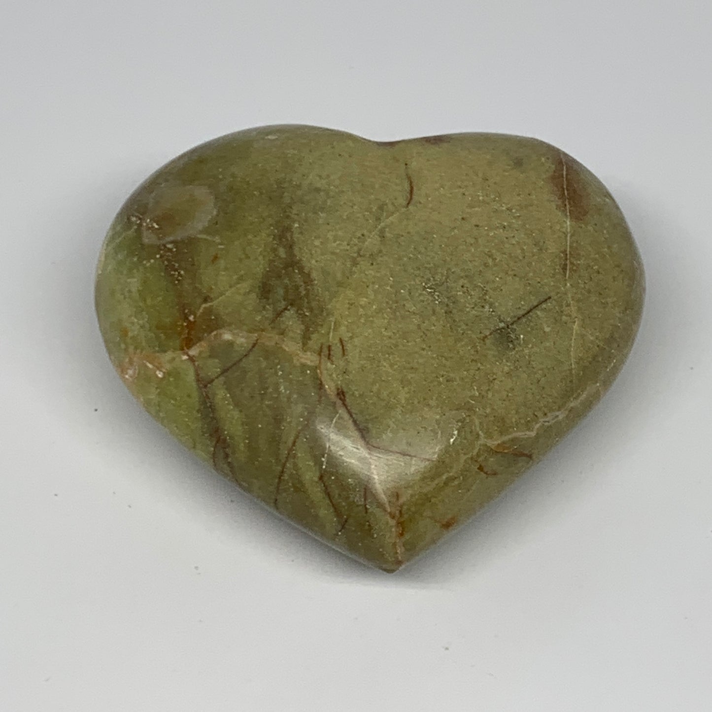 210.8g,2.9"x3.2"x1.3", Green Opal Heart Polished Gemstone @Madagascar, B17578