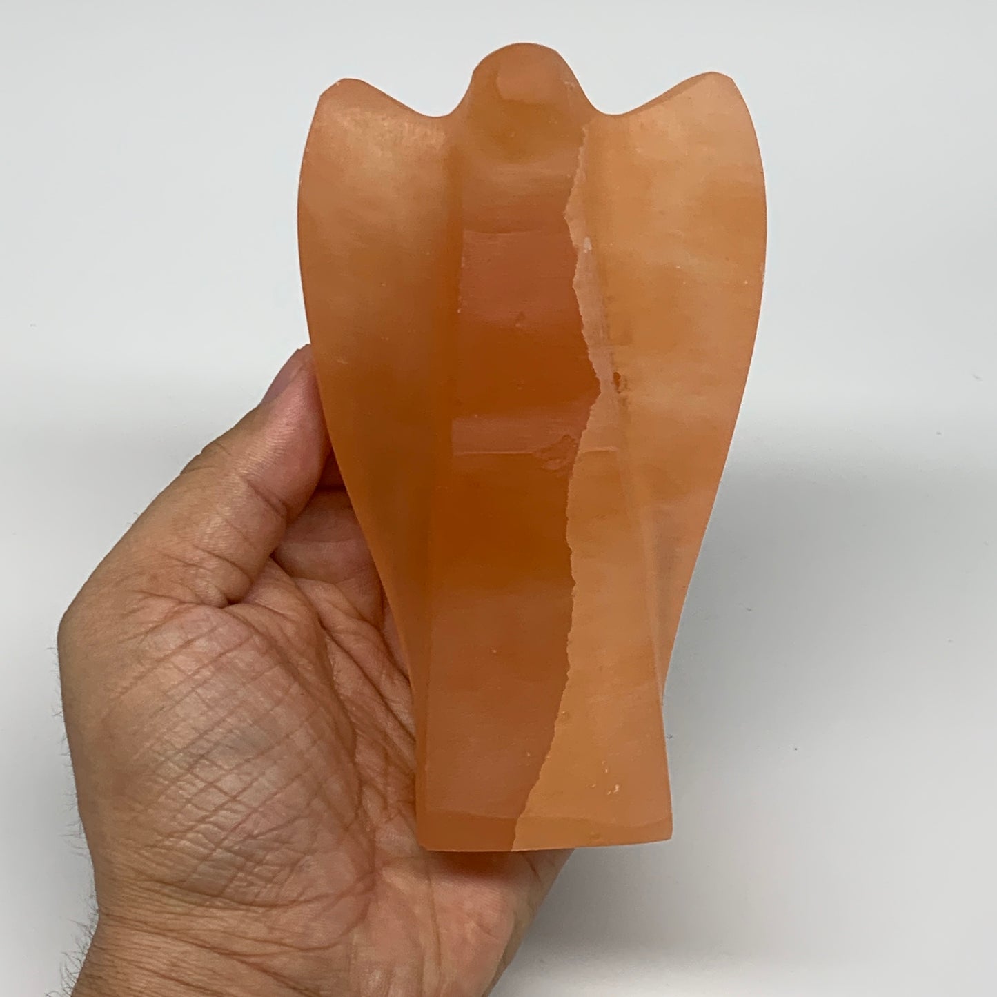 410g, 5"x3"x1.5"" Orange Selenite (Satin Spar) Angel Crystal @Morocco,B9405