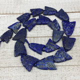107g,21mm-29mm, Natural Lapis Lazuli Fish Beads Strand, 19 Beads,19" LPB320