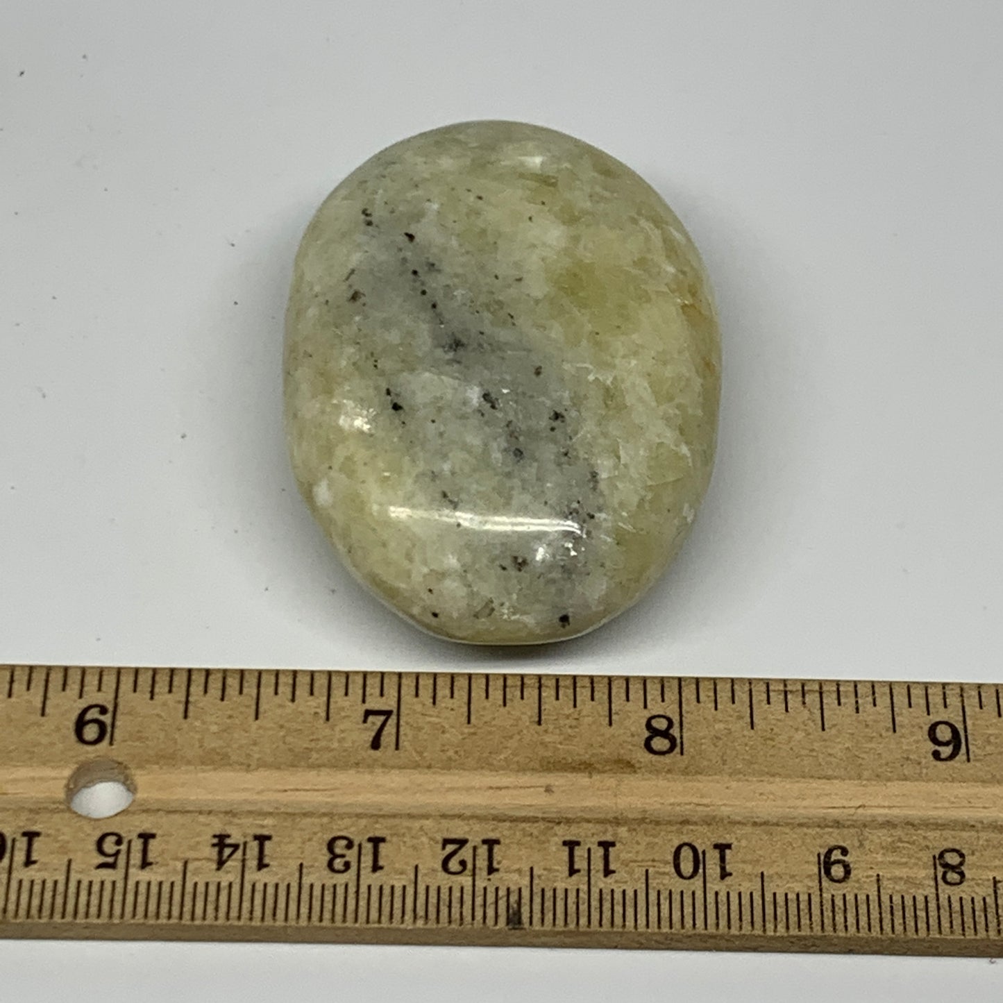 92.8g, 2.3"x1.6"x0.9", Natural Yellow Calcite Palm-Stone Crystal Polished Reiki,