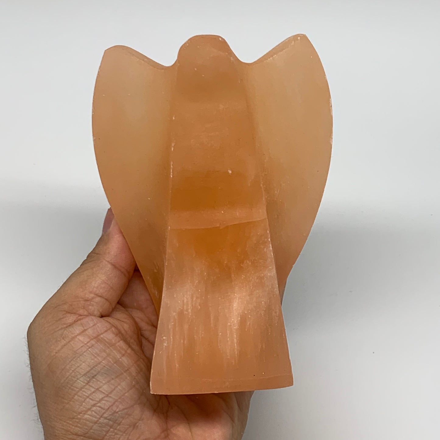 702g, 4.8"x3.5"x2.6" Orange Selenite (Satin Spar) Angel Crystal @Morocco,B9406