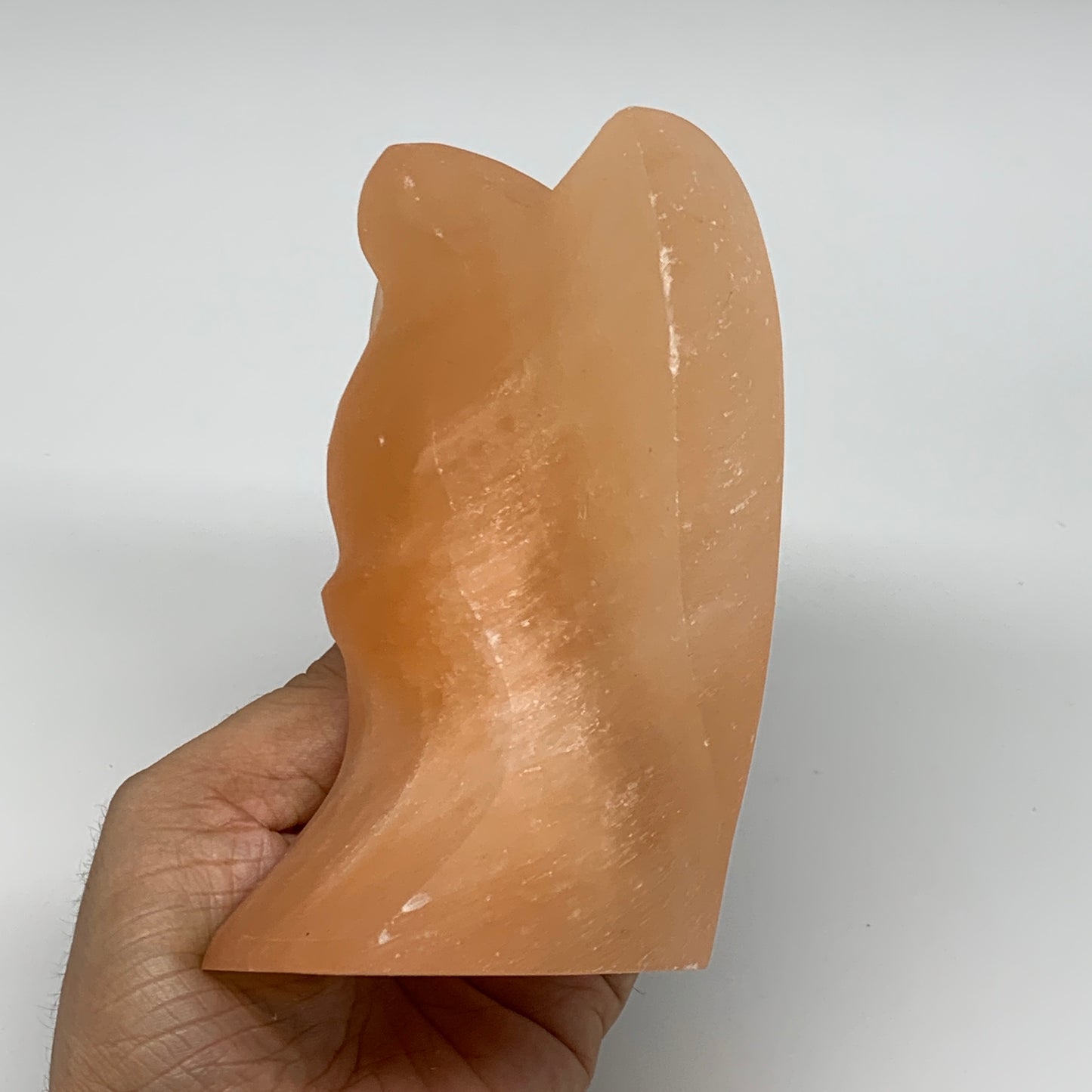 702g, 4.8"x3.5"x2.6" Orange Selenite (Satin Spar) Angel Crystal @Morocco,B9406