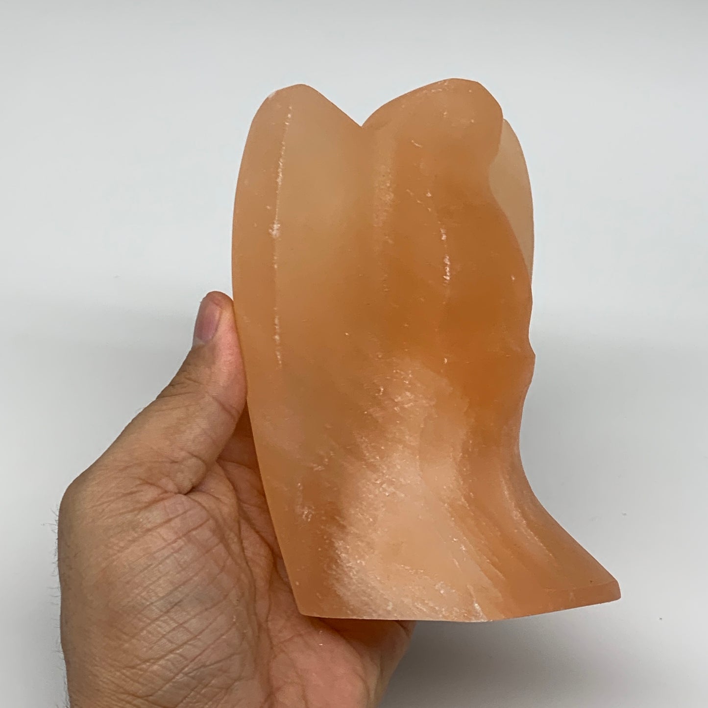 702g, 4.8"x3.5"x2.6" Orange Selenite (Satin Spar) Angel Crystal @Morocco,B9406