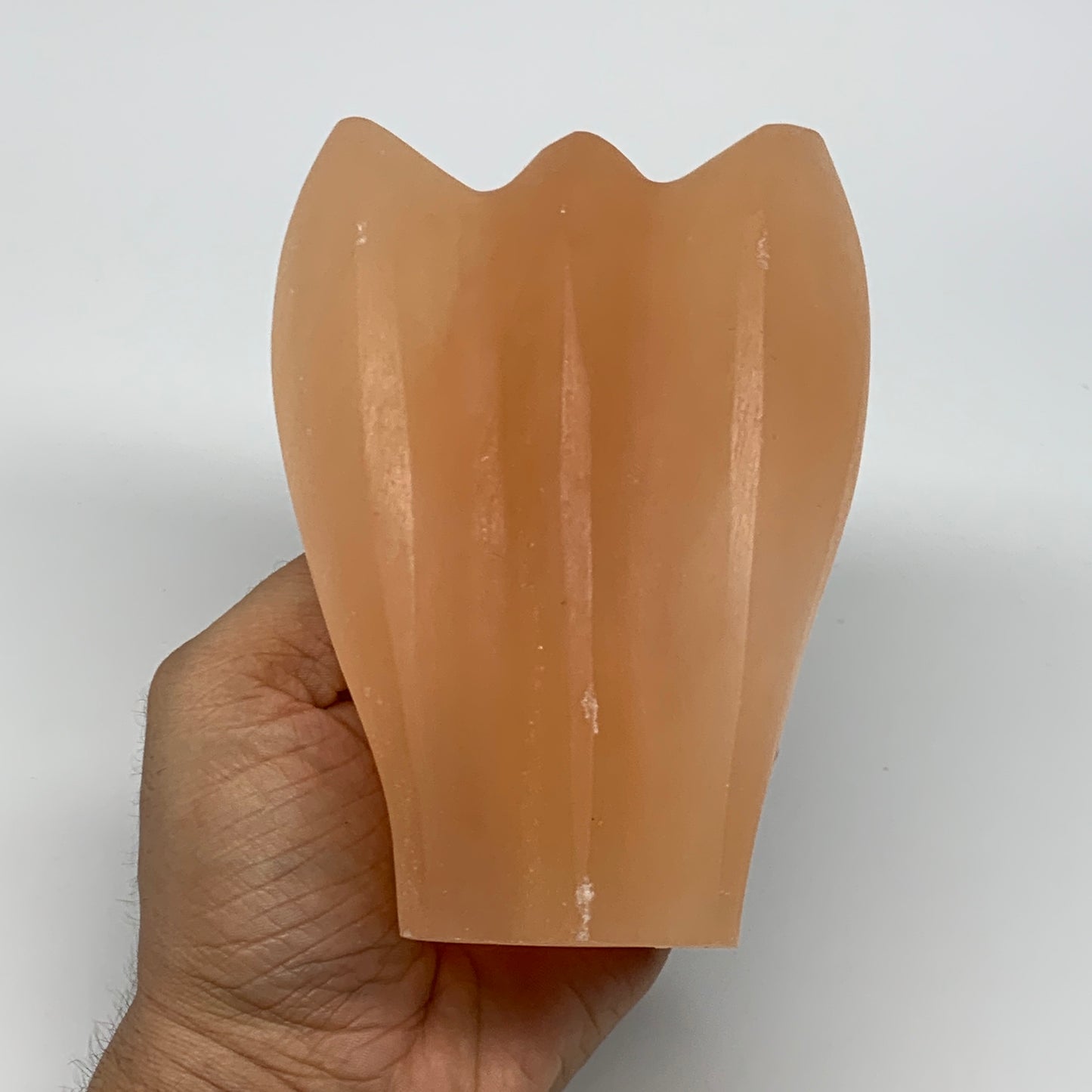 702g, 4.8"x3.5"x2.6" Orange Selenite (Satin Spar) Angel Crystal @Morocco,B9406